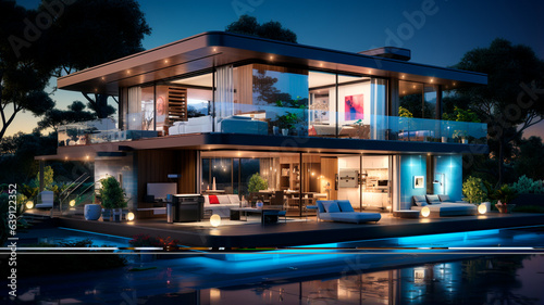 modern house in the evening