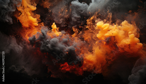 black and orange smoke wallpaper. created by generative AI technology.