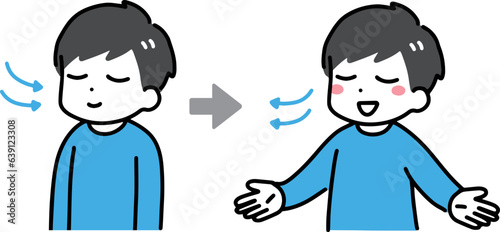 深呼吸している笑顔の男性
