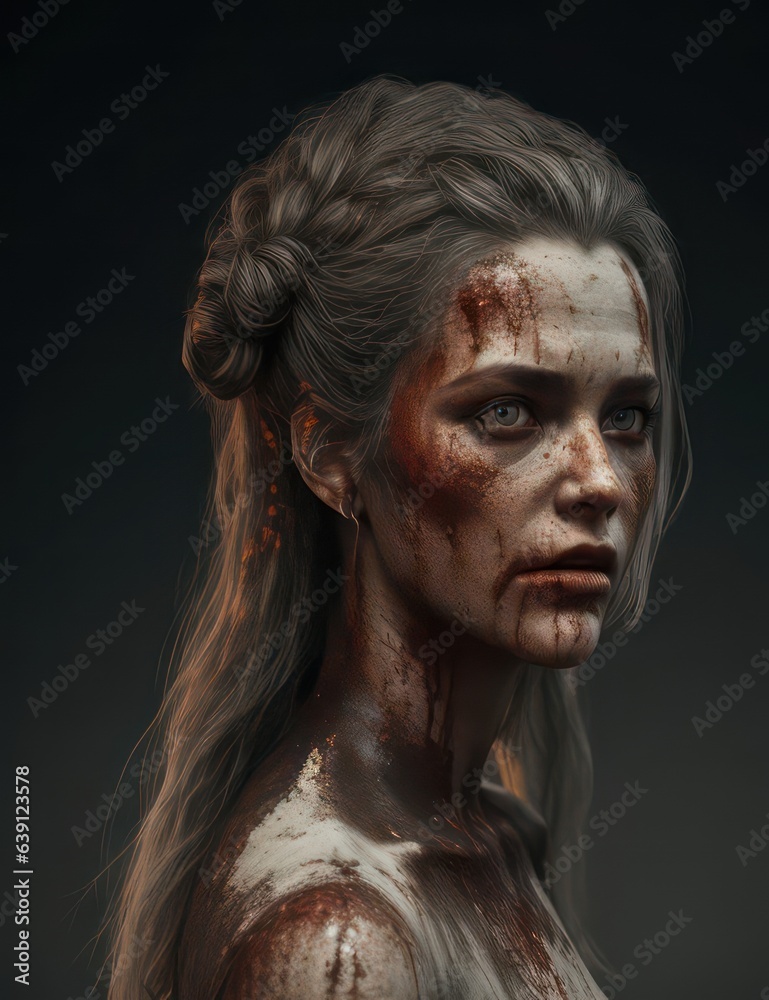 illustration zombie woman with studio light.generative AI