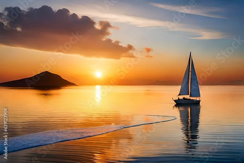 sailboat at sunset generated by AI