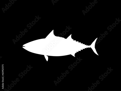 Flat Style Silhouette of the Tuna Fish, can use for Logo Type, Art Illustration, Pictogram, Website or Graphic Design Element. Vector Illustration