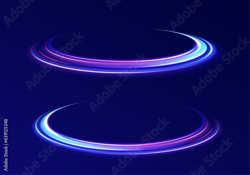 Abstract fire flare trace lens flares acceleration speed motion on night road. Shine dynamic scene. Neon flare. Colorful rays. 