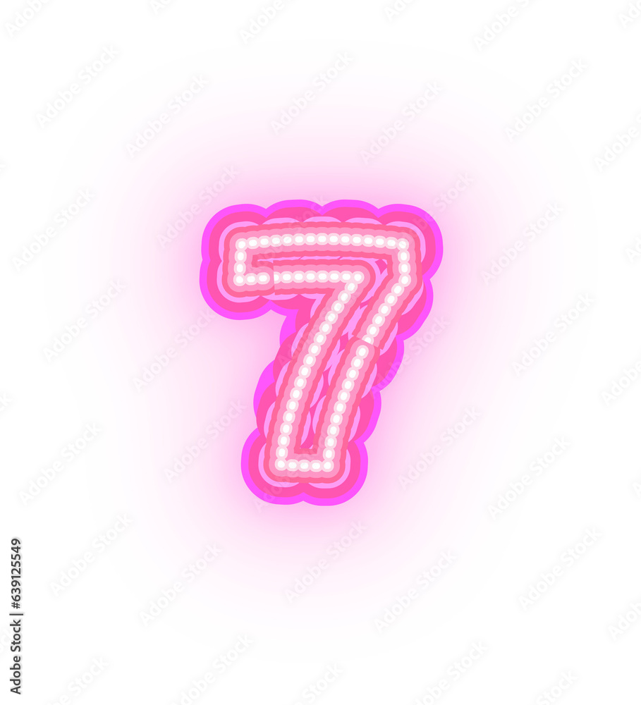 Pink Neon Alphabet Letters,  Numbers, And Signs On a Transparent Background