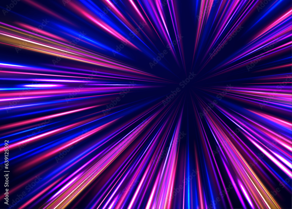 Abstract background rotational border lines. Futuristic dynamic motion technology. High-speed light trails effect. 