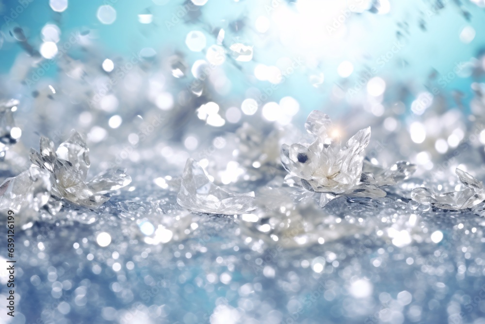 Abstract background. Silver tinsel background. Abstract background with bokeh defocused lights and glittering particles. Precious Dust. Splash of gems. Selective focus. Artistic blur. 3d rendering, 3d Abstract background. Silver tinsel background. Abstract background with bokeh defocused lights and glittering particles. Precious Dust. Splash of gems. Selective focus. Artistic blur. 3d rendering, 3d