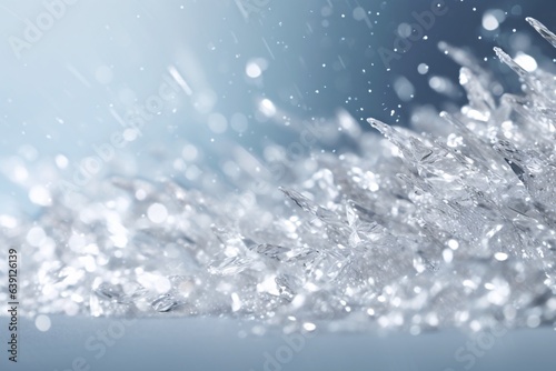 Abstract background. Silver tinsel background. Abstract background with bokeh defocused lights and glittering particles. Precious Dust. Splash of gems. Selective focus. Artistic blur. 3d rendering, 3d