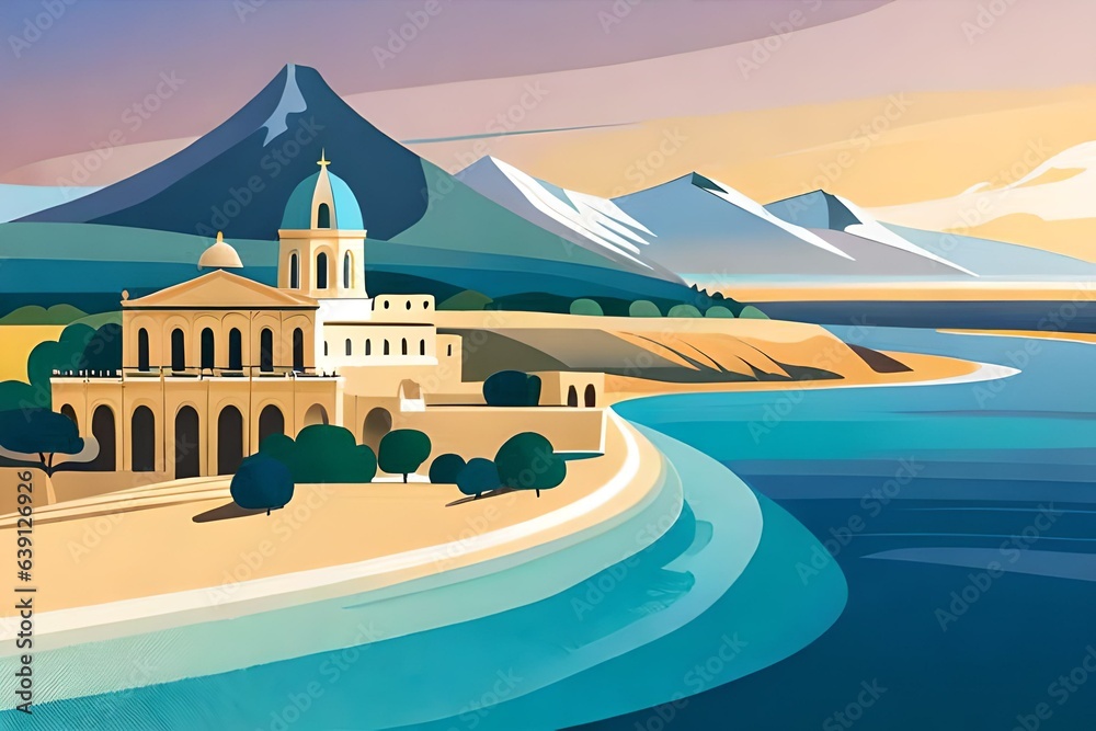 Fototapeta premium church in the mountain Generative AI