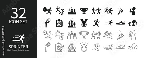 Icon set related to short-distance runners