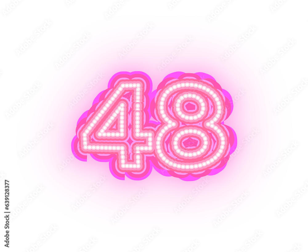 Pink Neon Alphabet Letters,  Numbers, And Signs On a Transparent Background