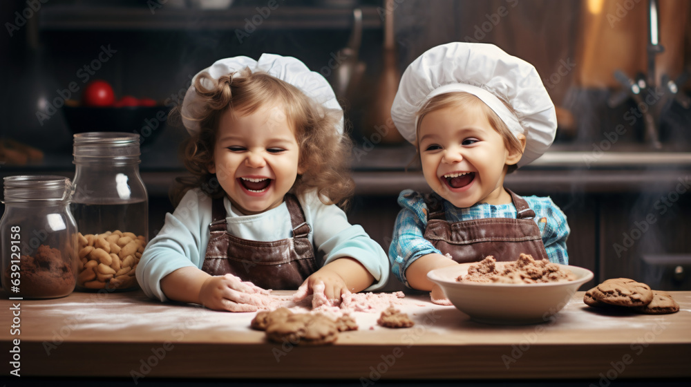 Happy family and playful children baking cookies in a modern kitchen. Concept of creative and joyful childhood.
Generative AI Happy family and playful children baking cookies in a modern kitchen. Concept of creative and joyful childhood.
Generative AI