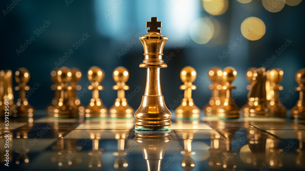 Golden queen stands as the leader on the chessboard in a game symbolizing business strategy, success, management, and modern leadership concepts, including disruption and planning.
Generative AI Golden queen stands as the leader on the chessboard in a game symbolizing business strategy, success, management, and modern leadership concepts, including disruption and planning.
Generative AI
