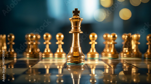 Golden queen stands as the leader on the chessboard in a game symbolizing business strategy, success, management, and modern leadership concepts, including disruption and planning.

Generative AI