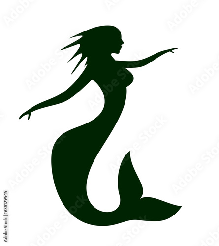 The stylized mermaid silhouette with tail.