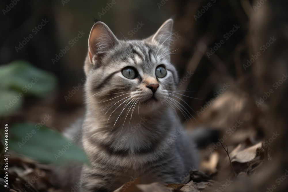 Portrait of a cute cat looking away. Bambino cat.Generative AI Portrait of a cute cat looking away. Bambino cat.Generative AI