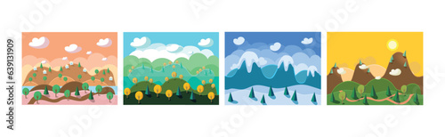 Mobile Game Horizontal Backgrounds and Scenery Vector Set