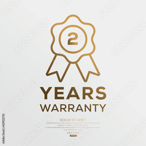 2 years warranty seal stamp, vector label.