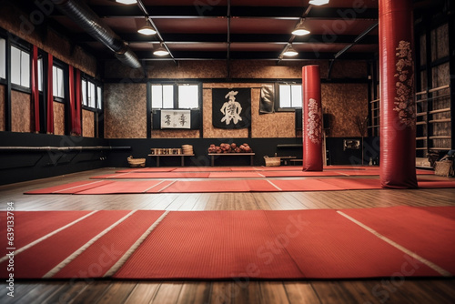 Image of sporty modern stylish gym for boxing indoors.