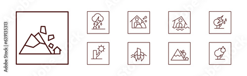 Natural Disaster Thin Line Icon in Square Vector Set