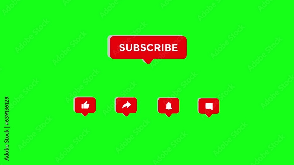 subscribe like comment share animated graphic on green screen