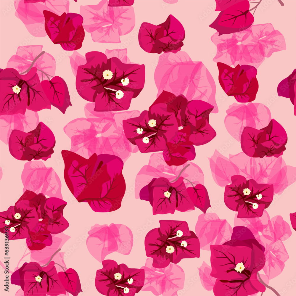 A seamless pattern of Bougainvillea flower. colorful flower background. vector illustration.