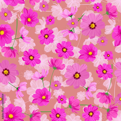 Wallpaper Mural A seamless pattern of colorful cosmos flower. Colorful cosmos flower background. vector illustration. flower background. Torontodigital.ca