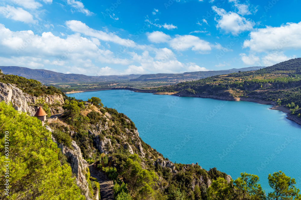 El Grado reservoir, on the river Cinca, Huesca, Spain