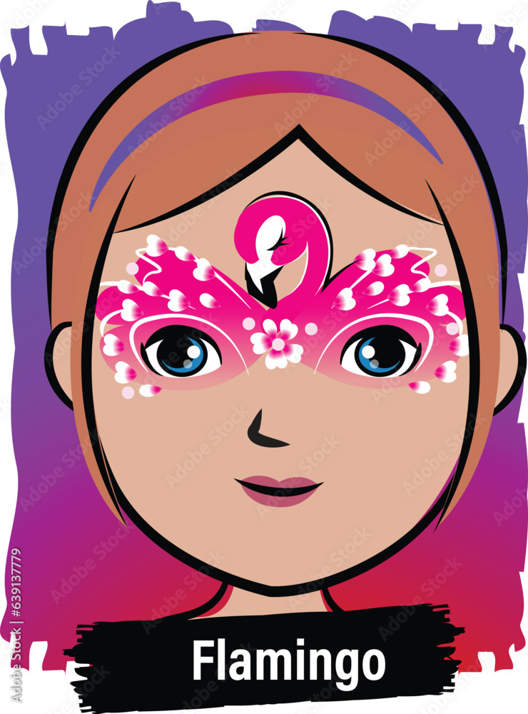 Face-Painting Creative Card Design- Flamingo Mask Face-Painting Creative Card Design- Flamingo Mask