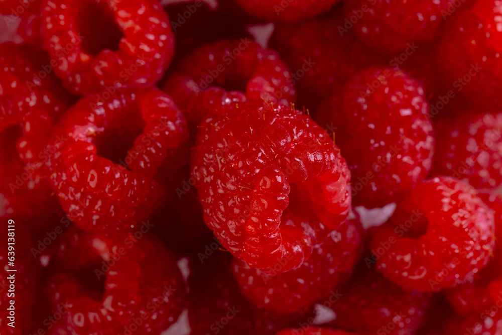 Micro close up of raspberries with copy space Micro close up of raspberries with copy space