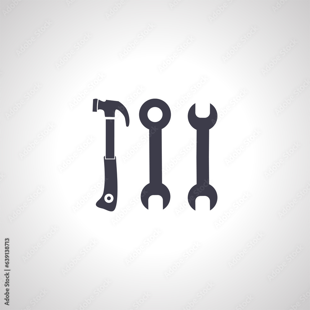 repairing construction tools icons set with hammer and wrench repairing construction tools icons set with hammer and wrench
