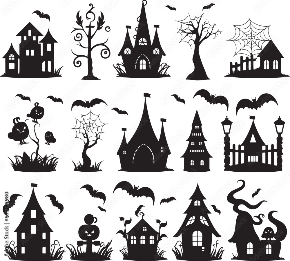 Halloween silhouette set on white background vector illustration