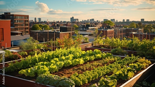 Urban gardens thriving atop once barren rooftops | generative AI photo