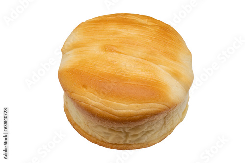 Close up of Hokkaido milk flavored bread isolated on white background. Bakery and food concept. photo