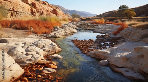 Dry riverbed brought back to life through river restoration efforts | generative AI