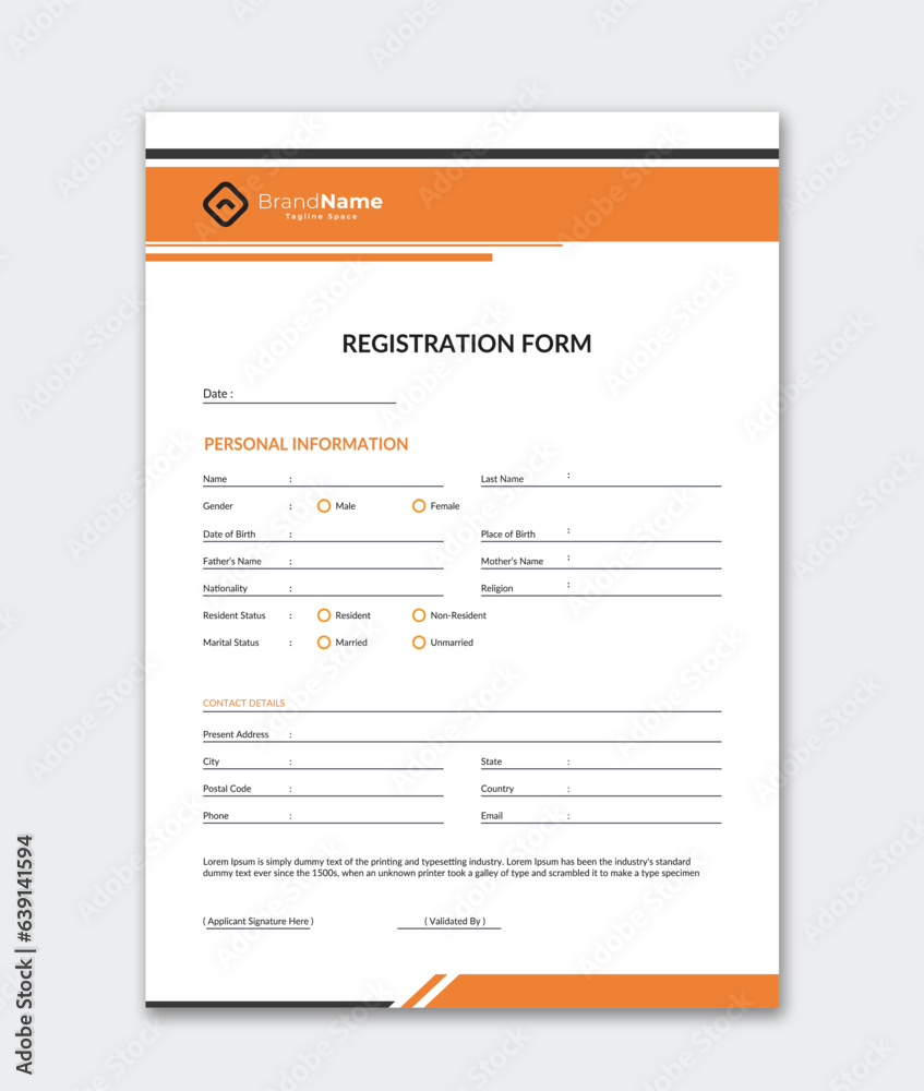 Vector admission form, illustration of application form, registration form, registration Vector admission form, illustration of application form, registration form, registration