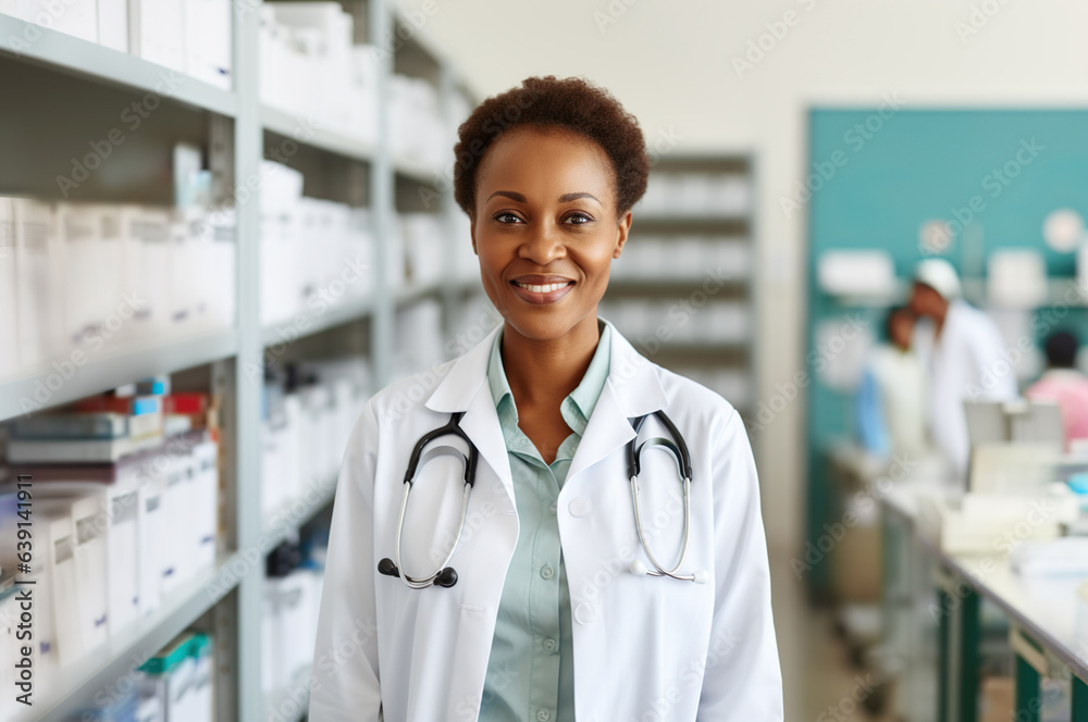 AI generated image of african american mature female doctor AI generated image of african american mature female doctor