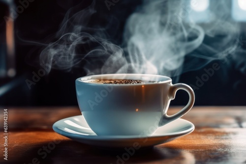 A cup of coffee with steam coming out of it, created by Generative AI