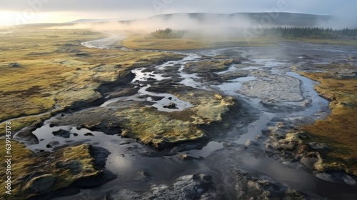  Thawing permafrost landscape offset by protected Arctic habitat | generative AI