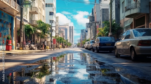 Art of Naha Kokusaidori Shopping Street in Okinawa, Japan. Generative AI.