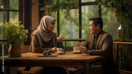 Asian Malay Family, couple, restaurant