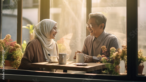 Asian Malay Family, couple, restaurant