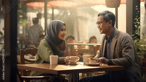 Asian Malay Family, couple, restaurant