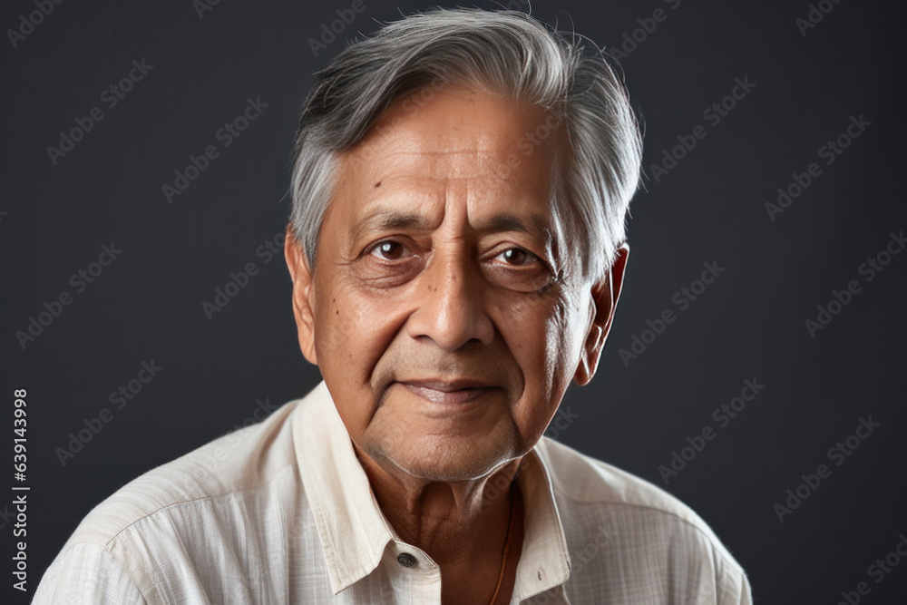 Obraz premium Closeup portrait of indian old man or asian senior person