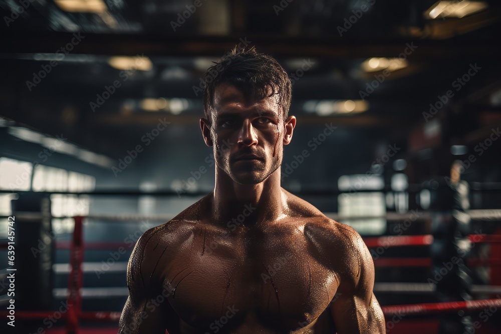 Boxer Shadowboxing In A Gritty Gym, Generative AI Boxer Shadowboxing In A Gritty Gym, Generative AI