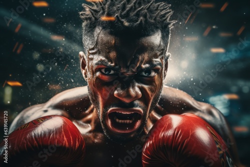 Boxer In The Ring Ready To Throw A Powerful Punch, Generative AI