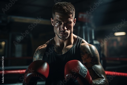 Boxer Shadowboxing In A Gritty Gym, Generative AI © Shooting Star Std