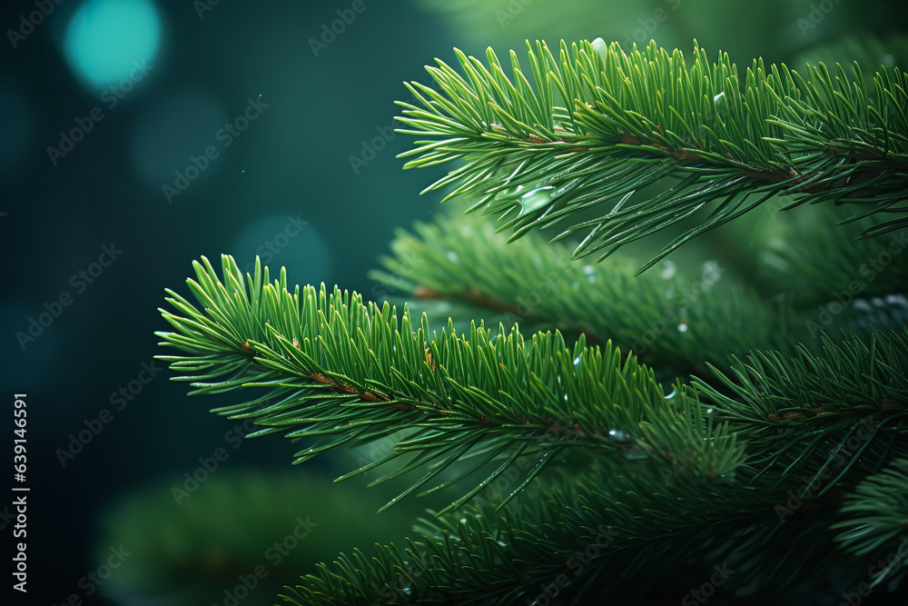 christmas gifts decoration green pine tree branches