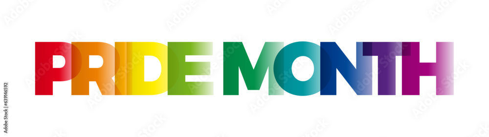 The word Pride month. Vector banner with the text colored rainbow. The word Pride month. Vector banner with the text colored rainbow.
