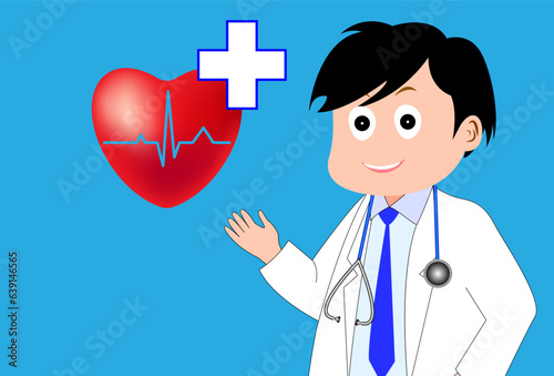 Cardiologist doctor flat design character vector illustration.