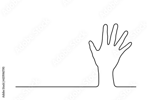 Raise hand icon. Linear vector illustration 